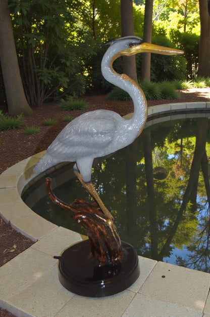 Crane Bronze Statue Fountain -  Size: 29"L x 13"W x 42"H.