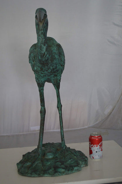Heron Fountain Bronze Statue -  Size: 14"L x 24"W x 26"H.
