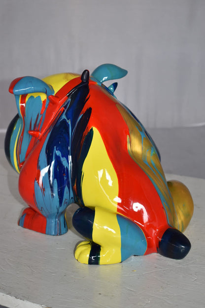 Modern Happy Paint Drops Bulldog Statue Made of Resin Size: 14" x 19" x 10"H