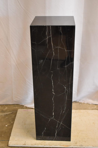 Pedestal For Artwork, Modern Black and White Marble Stone 12" x 12" x 39"H