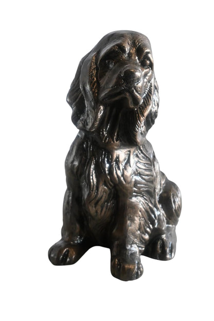 Classic Sitting Cocker Spaniel Handcrafted Aluminum Statue 9"x7"x14"H