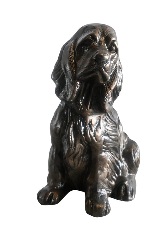 Classic Sitting Cocker Spaniel Handcrafted Aluminum Statue 9"x7"x14"H
