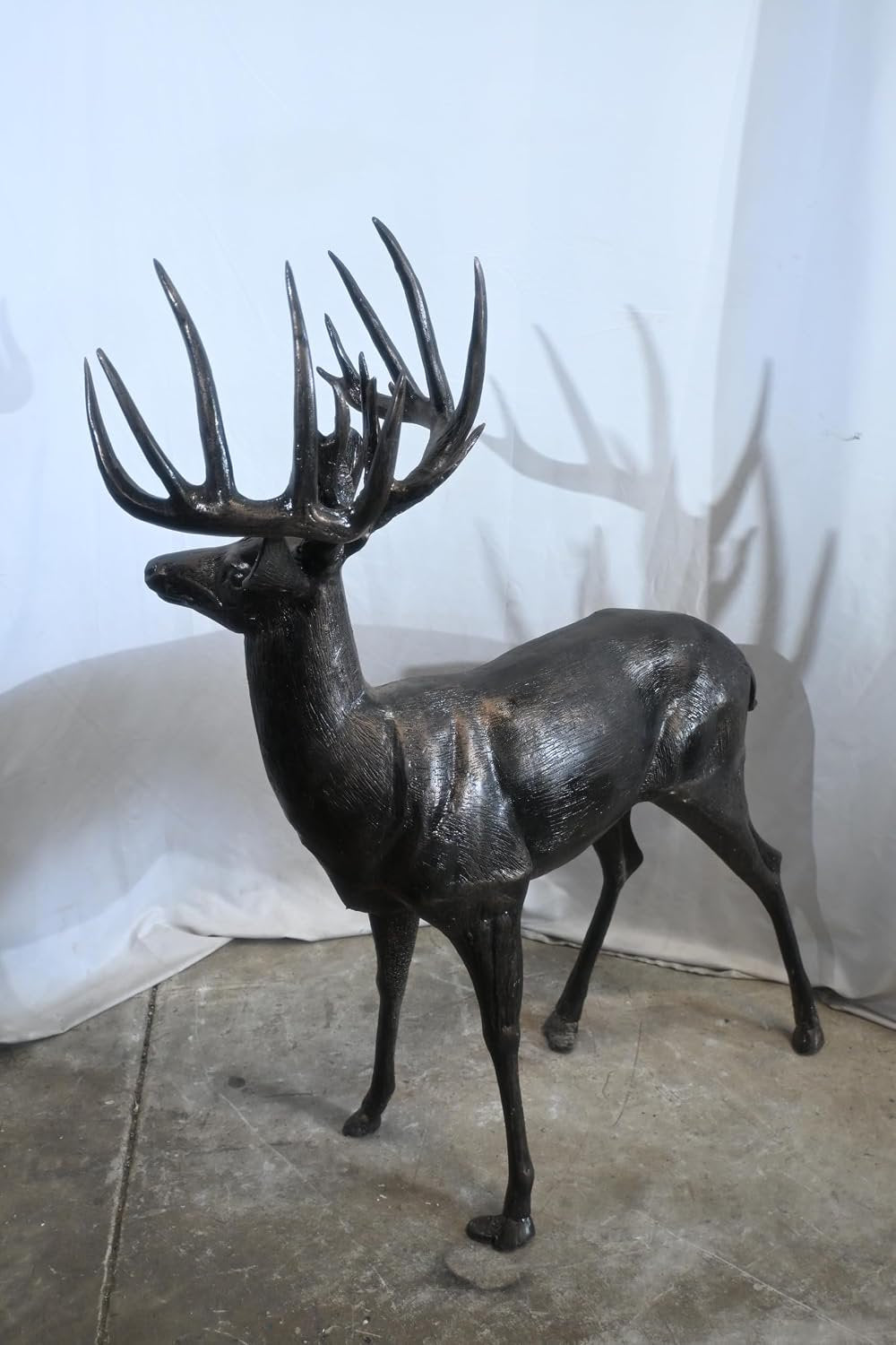 Aluminum Standing Buck Deer Statue Large Antlers 49"x29"x59"H