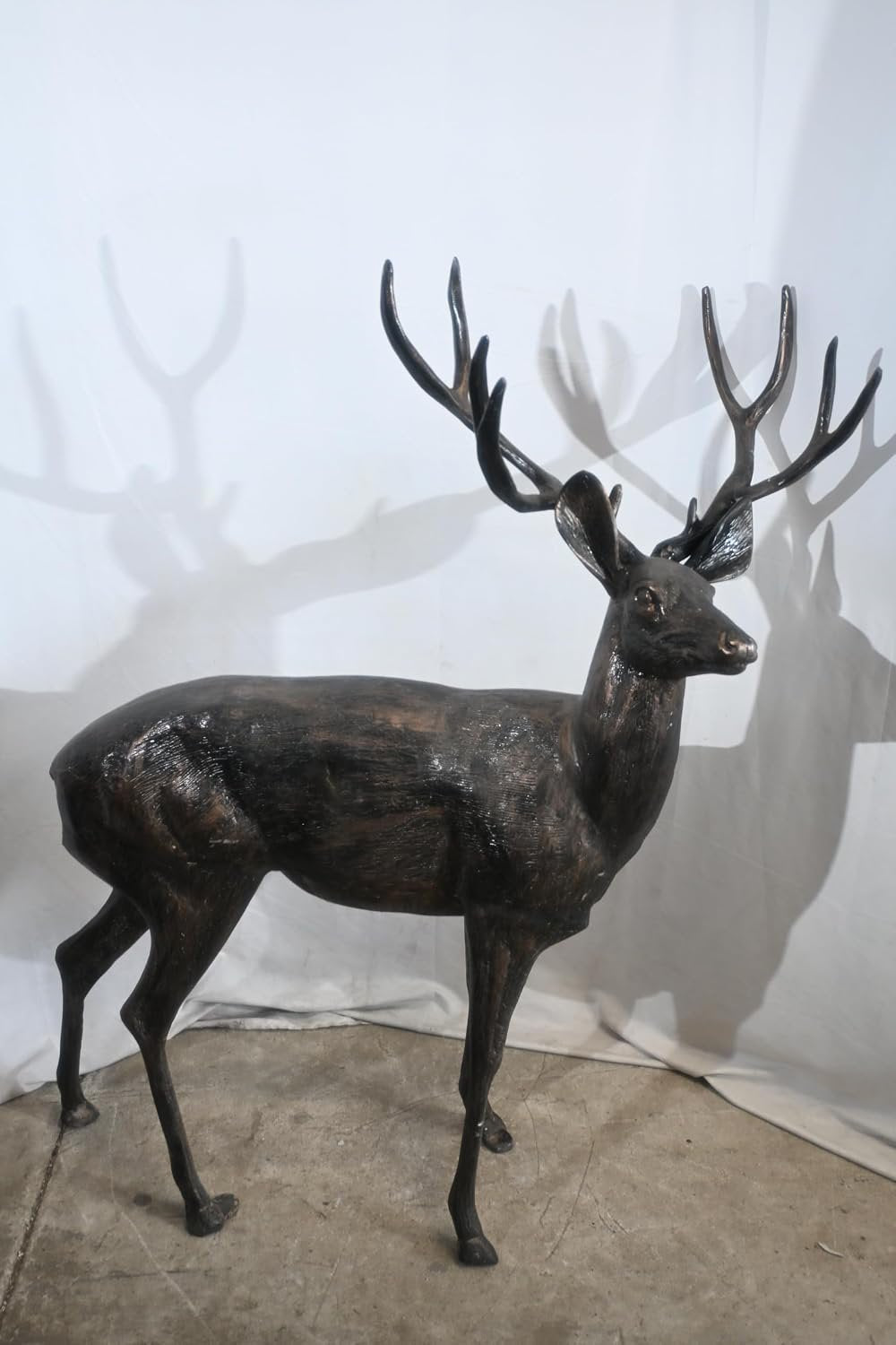 Life Size Aluminum Standing Deer Stag Statue 48"x30"x55"H