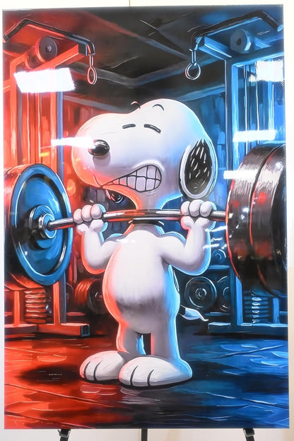 Snoopy Weightlifting Gym Pop Art Resin Canvas 40"x60"