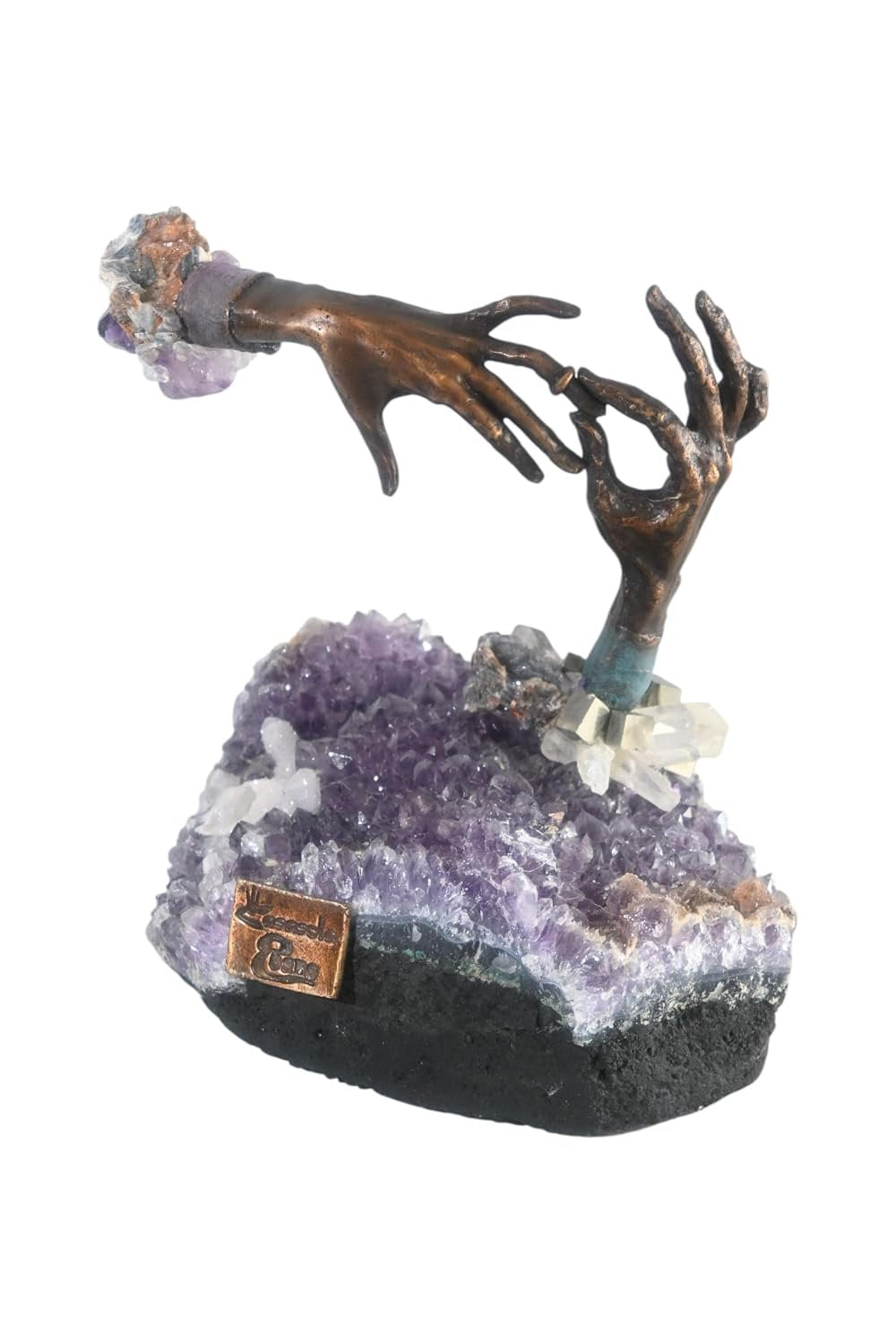 Casasola Engagement Bronze Hands on Amethyst Geode Ebano 7"x6"x8"H