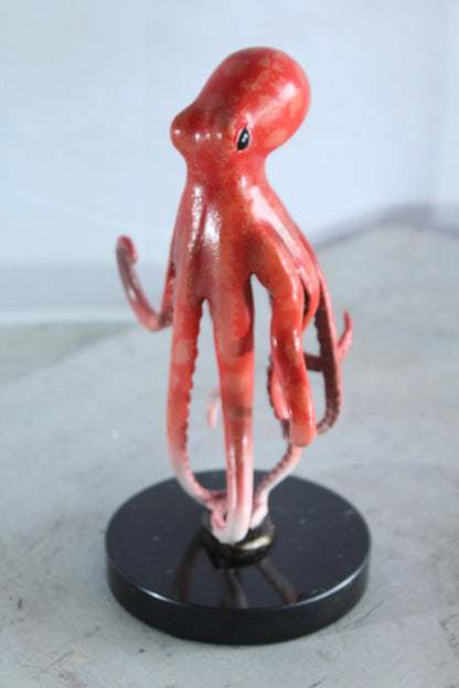 NIFAO Bronze Octopus Statue on Marble Base Coastal Tabletop Decor 6" x 5" x 11"H
