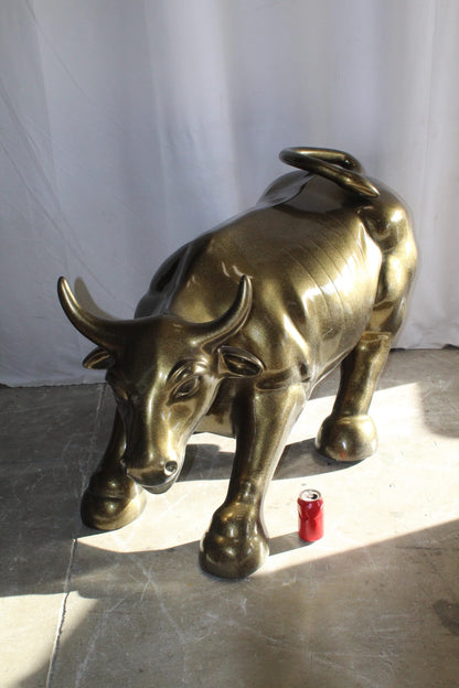 Iconic Giant Fiberglass Bronze Color Wall Street Bull 57" x 28" x 33"H