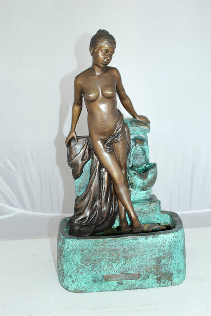 Lady on Wall fountain Bronze Statue Art Nude -  Size: 12"L x 9"W x 21"H.