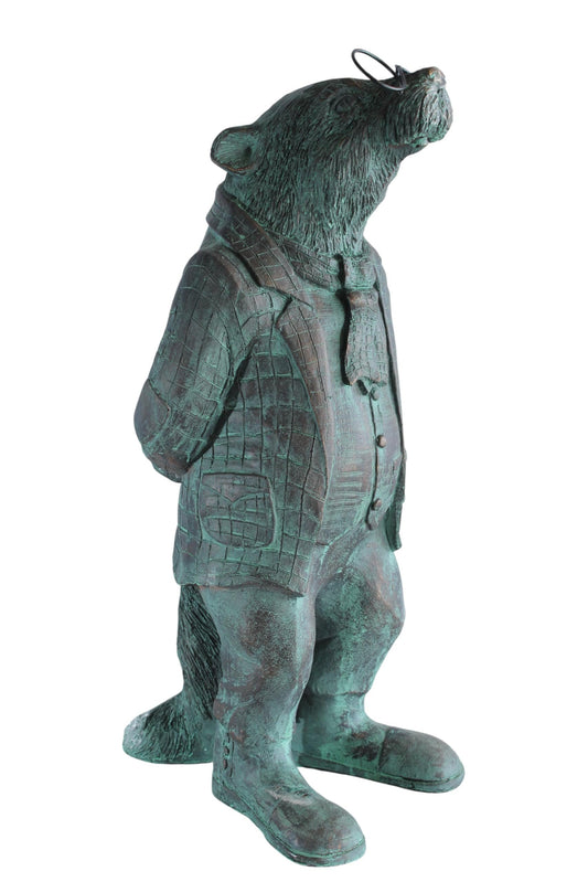 NIFAO Resin Statue Mole with Glasses Bronze Green Patina Finish 9" x 11" x 26"H