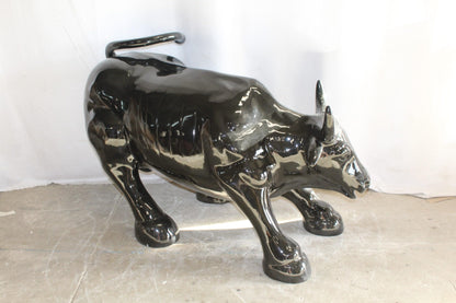 Iconic Giant Fiberglass Black Color Wall Street Bull 57" x 28" x 33"H
