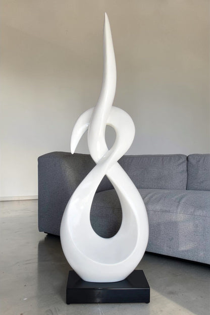 Modern Art White Eternity Sculpture Made of Resin on A Base 13" x 7" x 42"H
