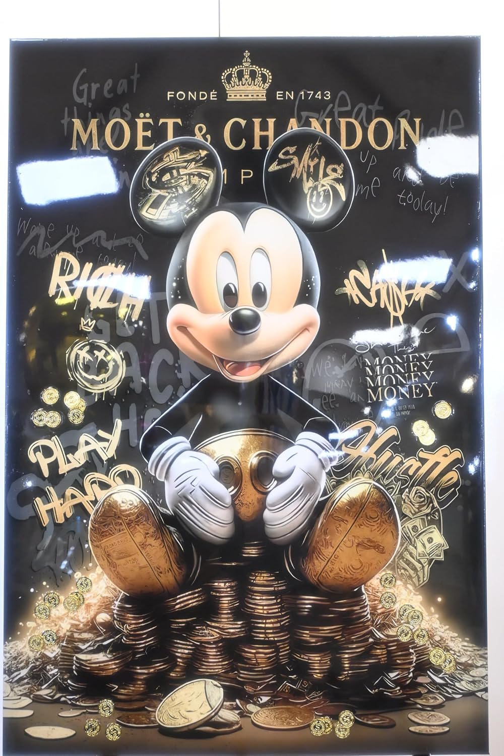 Wealthy Mouse Gold Coins Pop Art Resin Canvas 40"x60"
