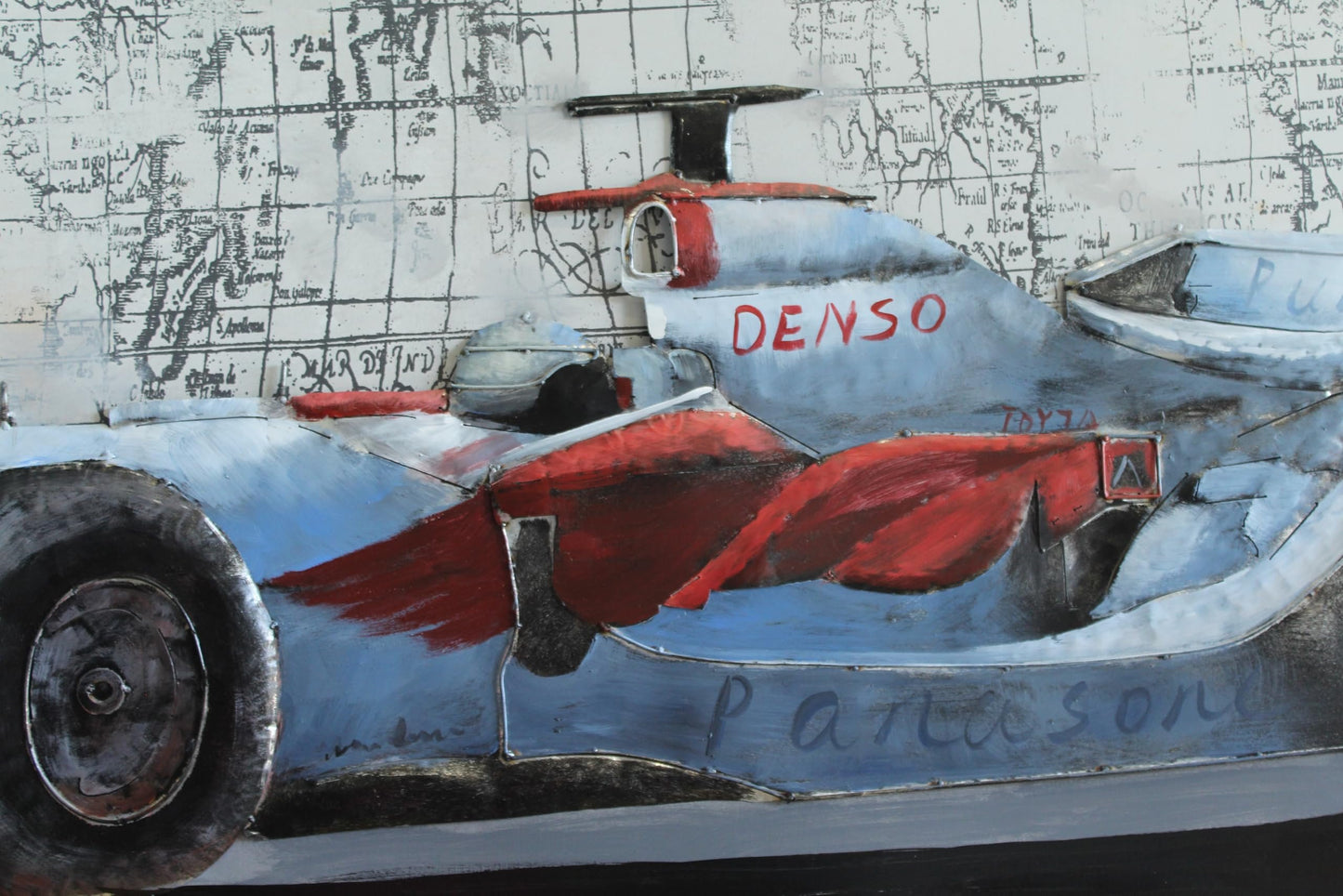 NIFAO Formula 1 Inspired Race Car Painting on Metal with 3D Design 79" x 2" x 40"H