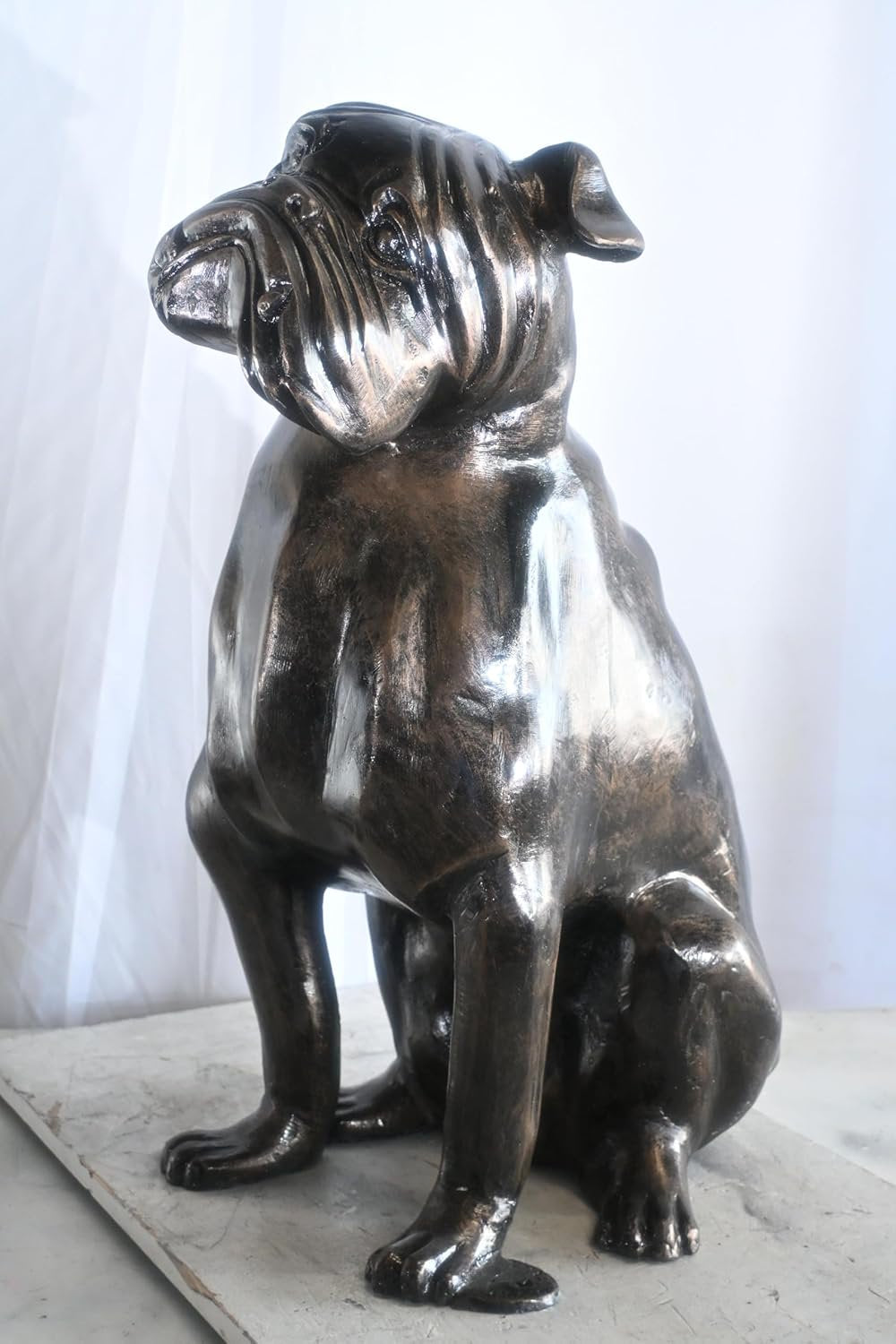 Bold Life Size English Bulldog Aluminum Garden Sculpture 22"x15"x29"H
