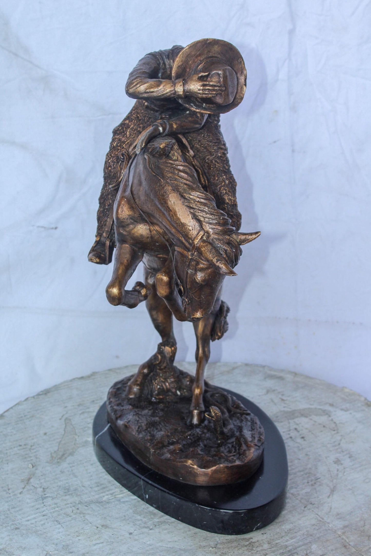 Rattle Snake Remington Replica Bronze Statue, Western Decor 15" x 10" x 22"H