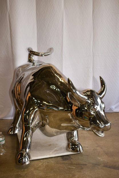 Large Wall Street Bull Made of Stainless Steel 60" x 30" x 37"H