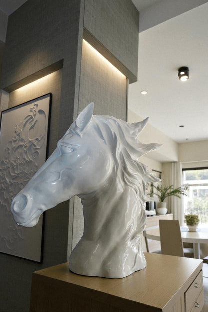Pure Elegance, Fiberglass White Stallion Bust 36" x 14" x 36"H