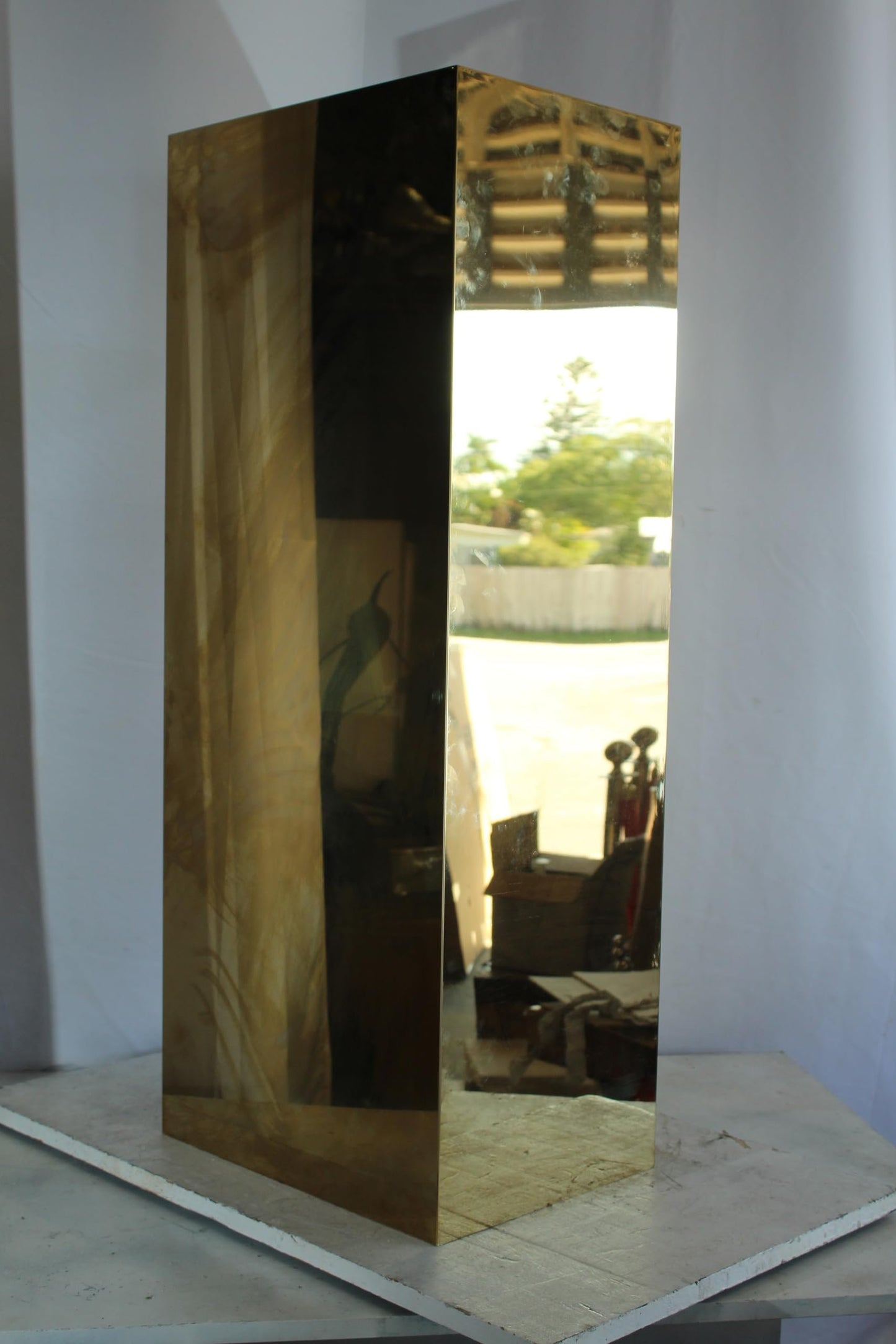NIFAO Tall Gold Stainless Steel Pedestal Modern Display Stand Column 16"x12"x39"H