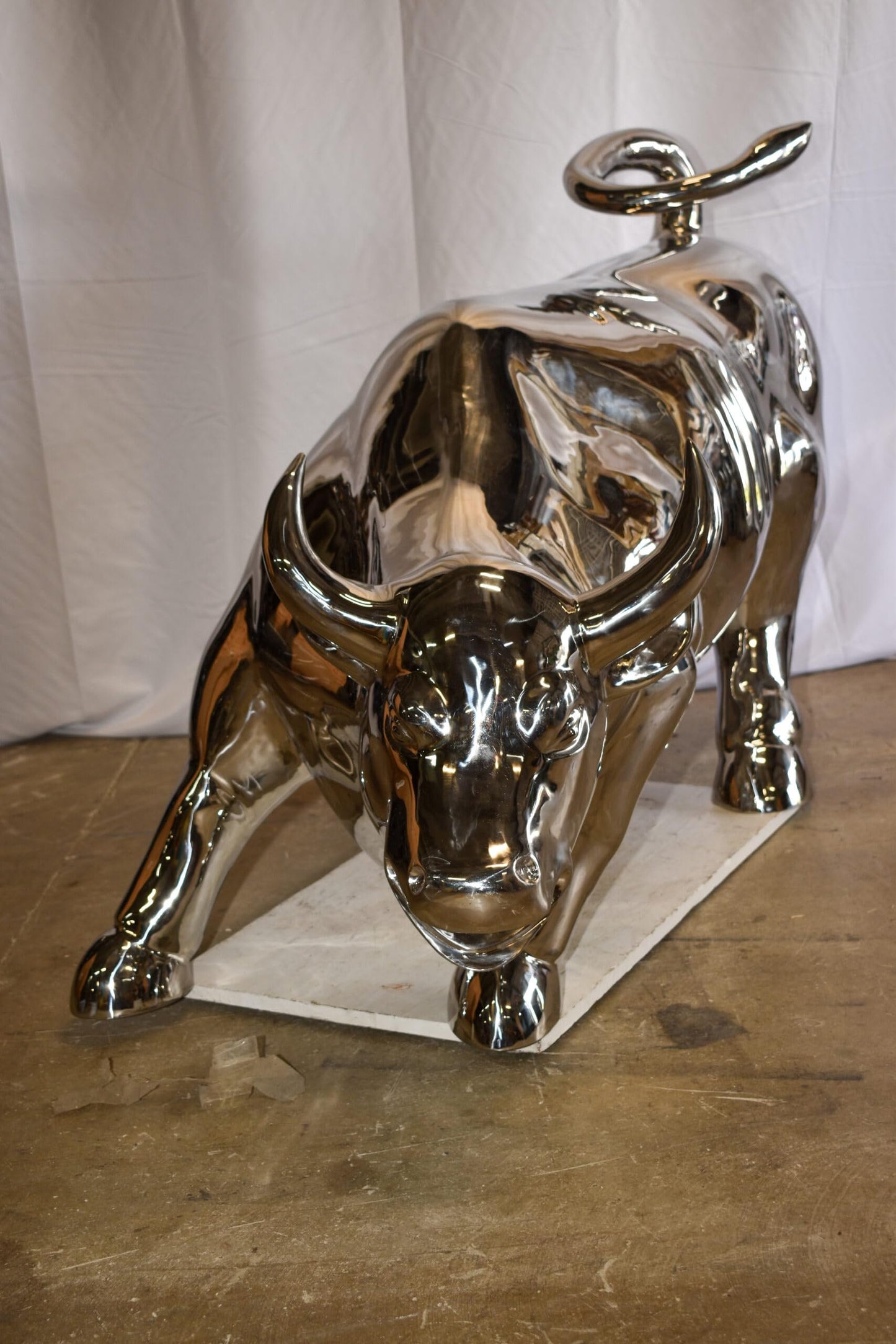 Large Wall Street Bull Made of Stainless Steel 60" x 30" x 37"H