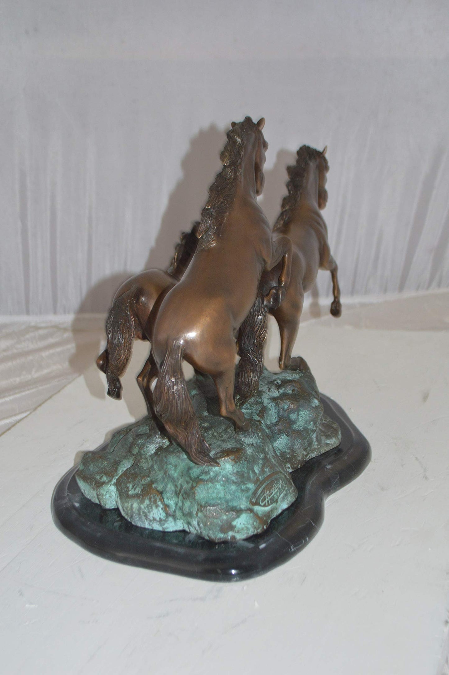 Three horses running Bronze Statue -  Size: 11"L x 18"W x 13"H.