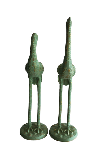 Pair of Aluminum Crane with Green Patina Finish 24" x 14" x 42"H