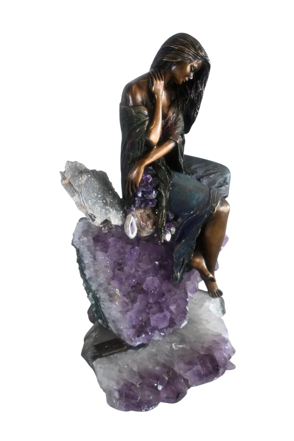 Manel Vidal Evenfall Bronze Maiden on Amethyst Ebano Art 12"x10"x17"H
