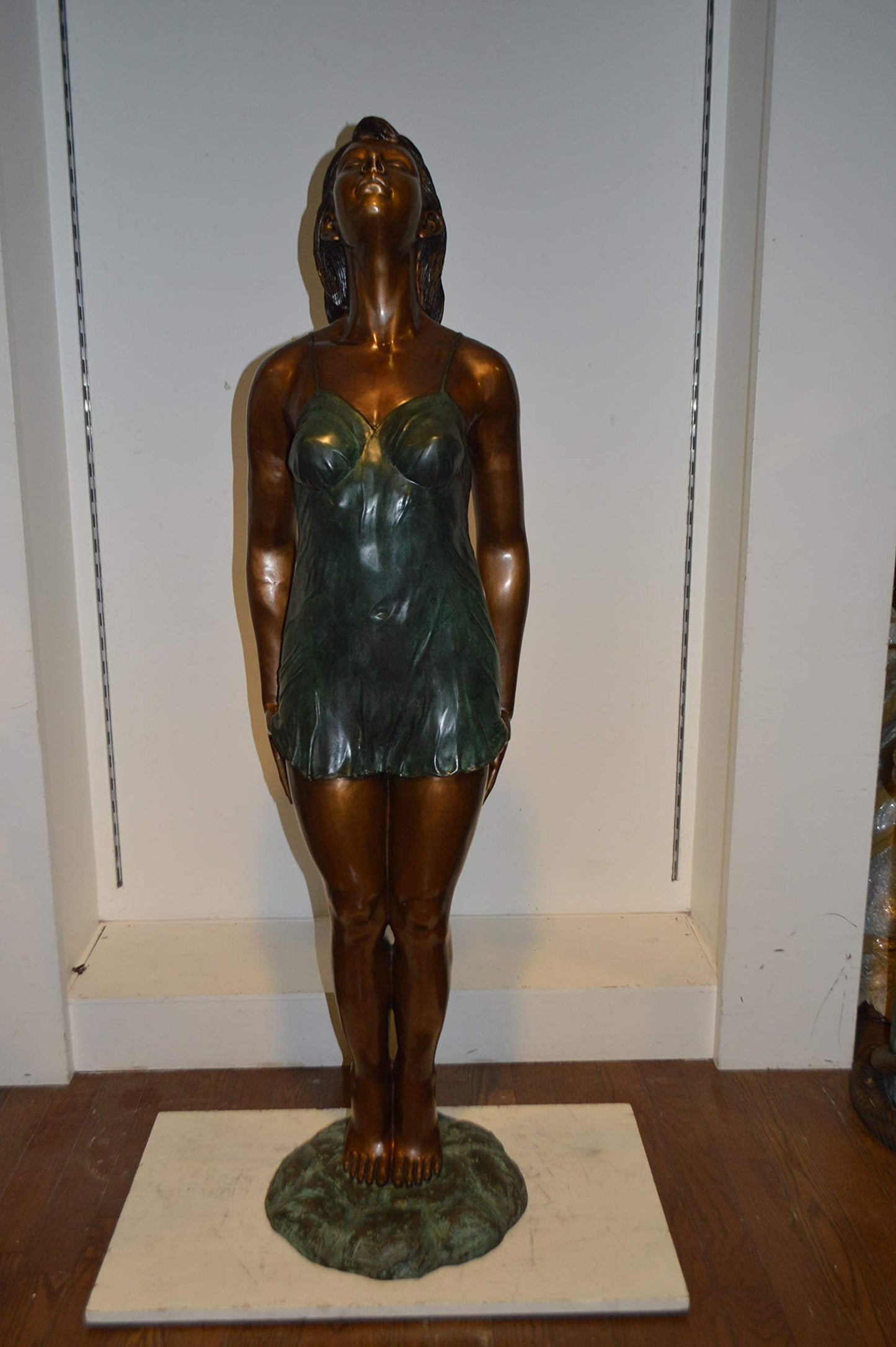 Spring Lady Watching The Sun Bronze Statue -  Size: 18"L x 12"W x 64"H