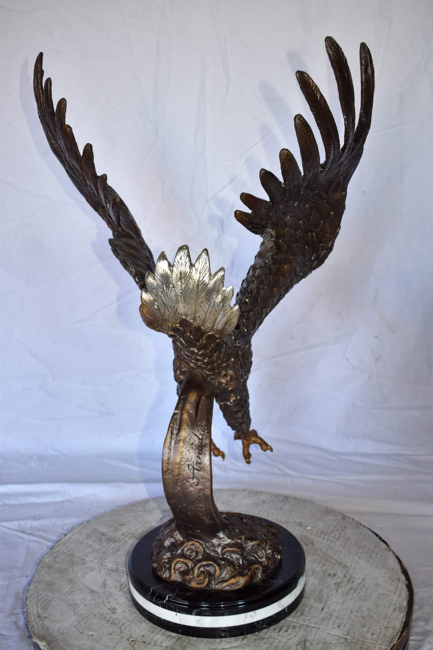 Eagle In Action Diving for His Prey Bronze Statue Size: 21" x 13" x 32"H