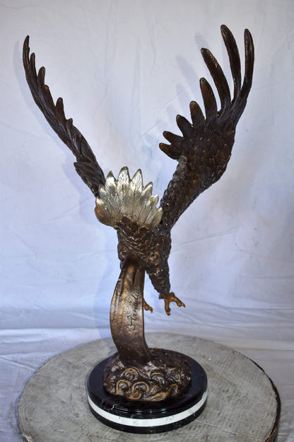 Eagle In Action Diving for His Prey Bronze Statue Size: 21" x 13" x 32"H