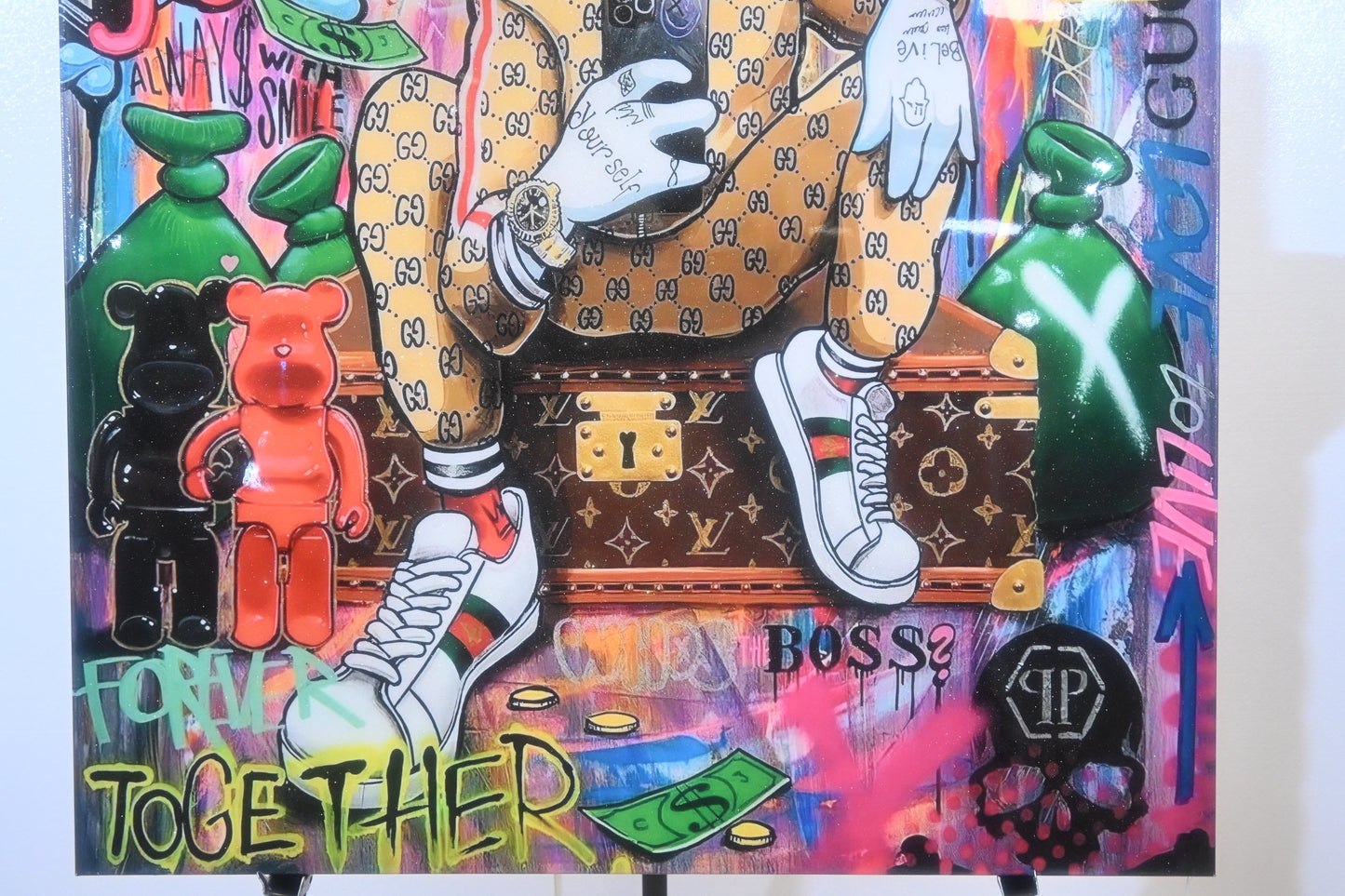 Giant Wealthy Duck Luxury Graffiti Resin Canvas 50"x69"