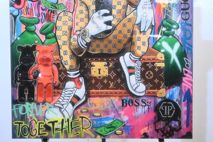 Giant Wealthy Duck Luxury Graffiti Resin Canvas 50"x69"