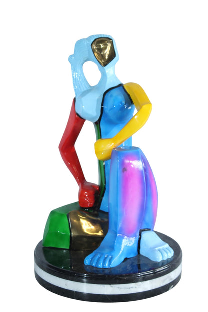 NIFAO Picasso Style Bronze Woman Statue Colorful Abstract Modern Art 14" x 14" x 23"H