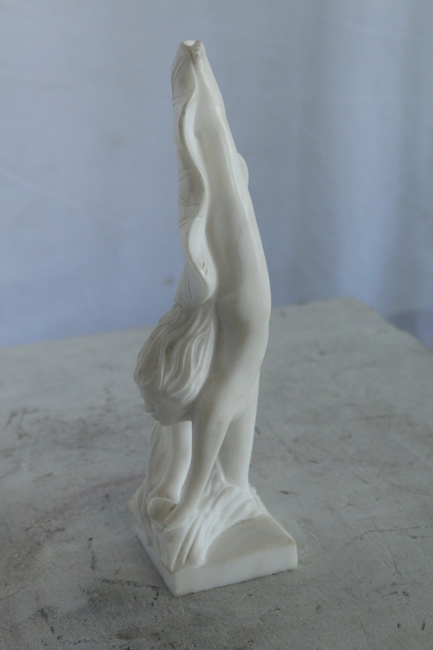 NIFAO Marble Woman Diving for a Pearl Marble Sculpture 4" x 4" x 12"H