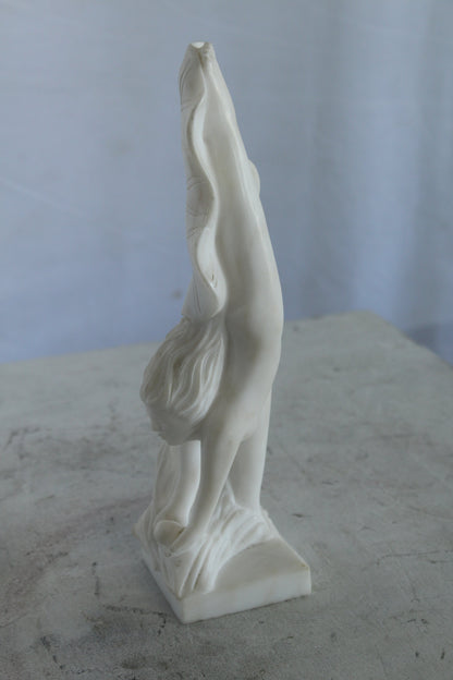 NIFAO Marble Woman Diving for a Pearl Marble Sculpture 4" x 4" x 12"H