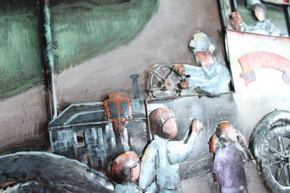 NIFAO Handmade Metal Wall Art Vintage Street Scene Raised Design 79" x 39" x 1"H