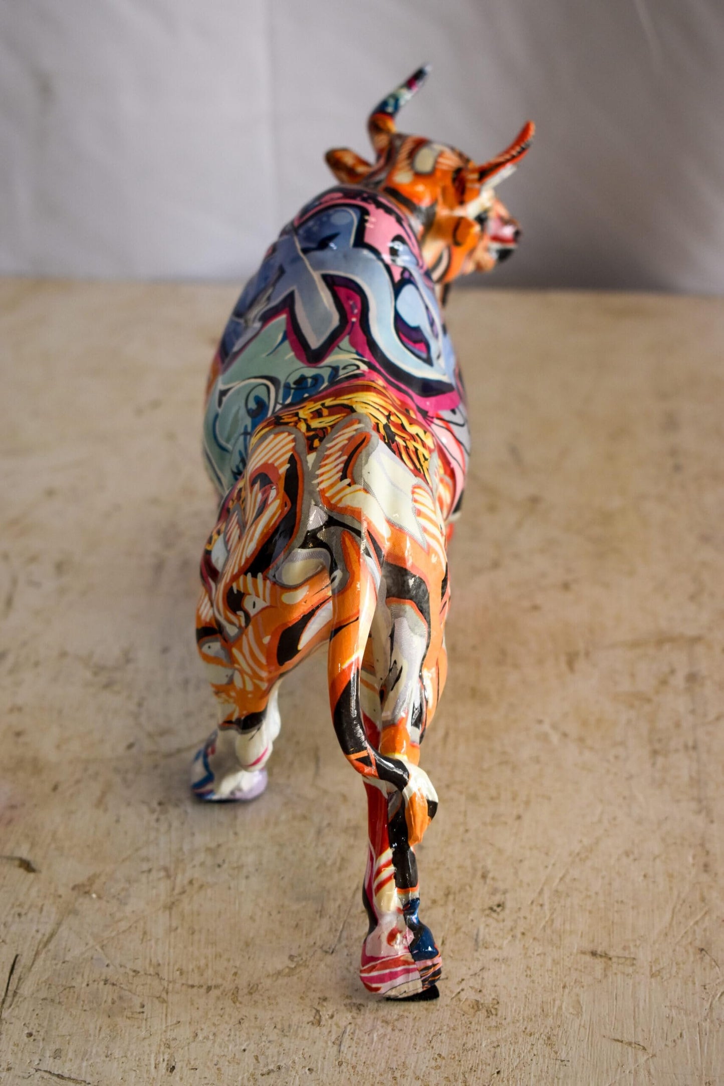 Charging Bull, Modern Pop Art Style Resin Statue 12" x 4" x 8"H