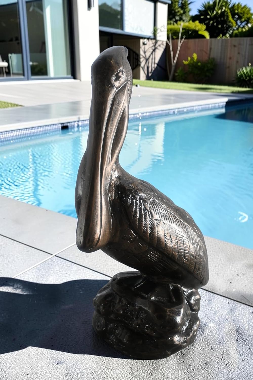 Classic Pelican on Rock Perch Handcrafted Aluminum Decor 13"x7"x28"H