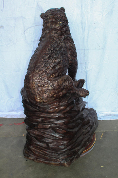 Nifao Life Size Sitting Bear Bronze Statue - Handcrafted Wildlife Sculpture, 43" x 29" x 51"H