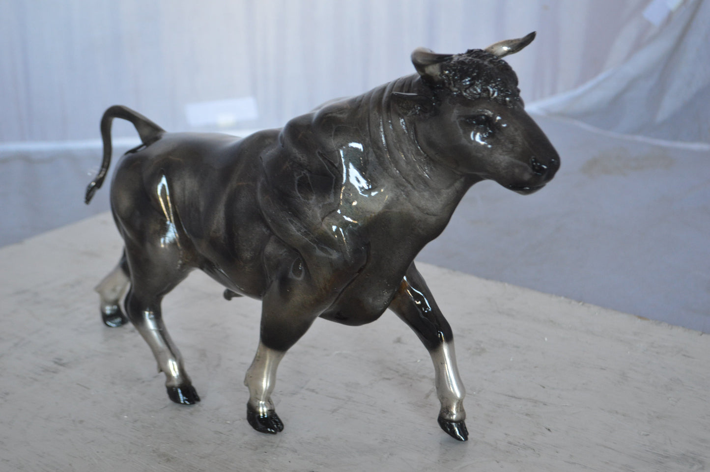 Trotting Bull Bronze Statue -  Size: 13"L x 3"W x 10"H