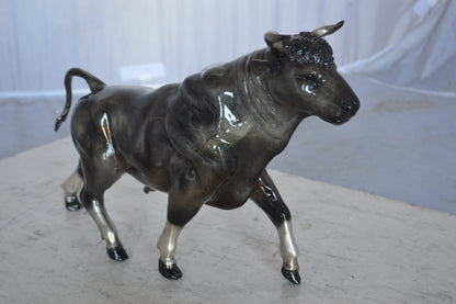 Trotting Bull Bronze Statue -  Size: 13"L x 3"W x 10"H
