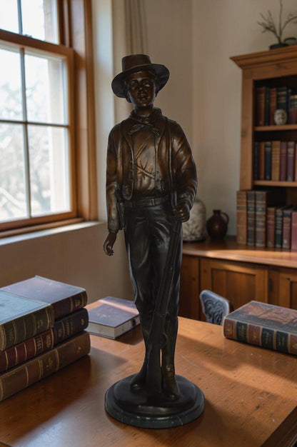 Texas Jack Bronze Statue Mounted on a Marble Base -  Size: 11"L x 9"W x 31"H.