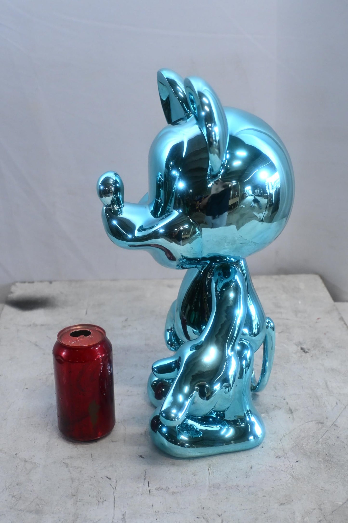 Turquoise Blue Mouse Cartoon Character Resin Sculpture 12"x9"x16"H