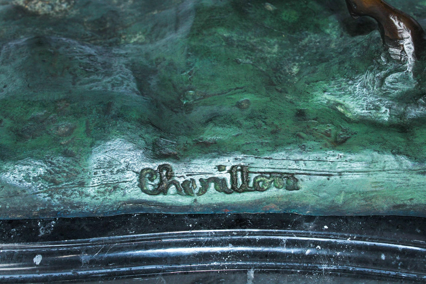 Running Horses Bronze Statue on Marble Base 47" x 20" x 17"H