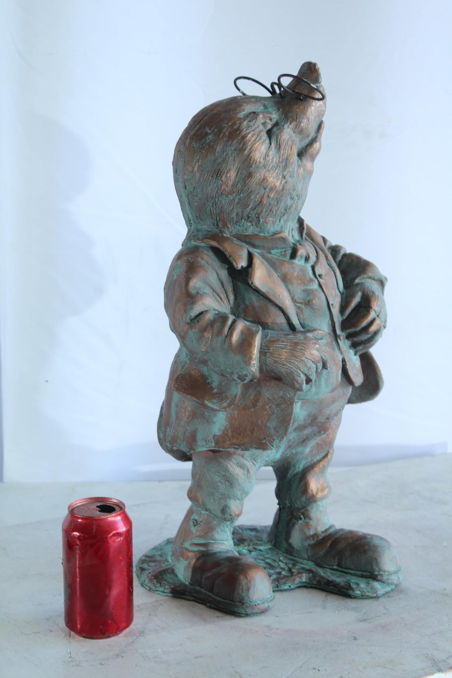 NIFAO Resin Mole Statue with Glasses Bronze Look Green Patina 8" x 7" x 22"H