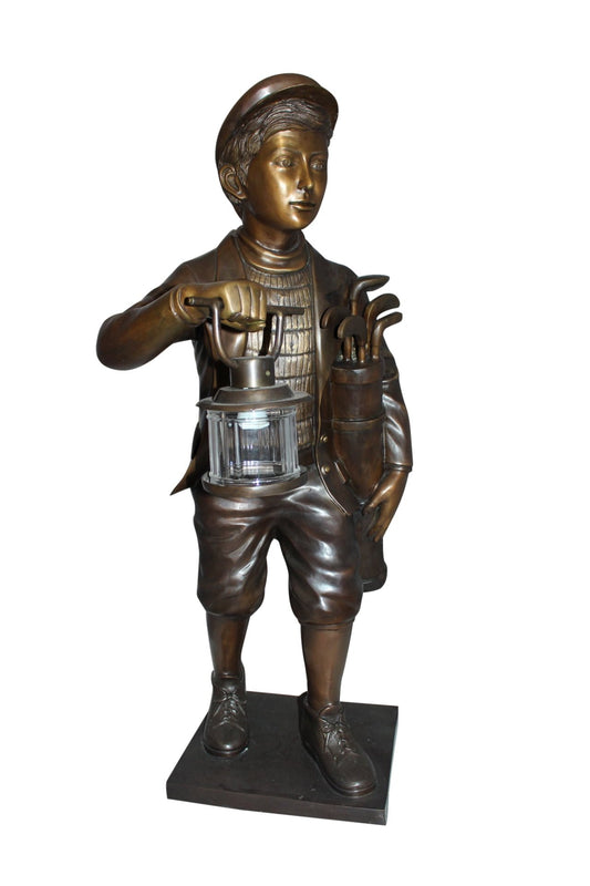 Caddy with light Bronze Statue -  Size: 19"L x 19"W x 42"H