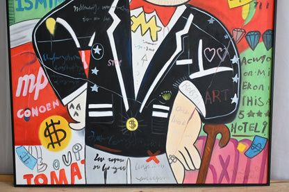 Rich Uncle Pop Art Canvas Painting Framed Street Art 61"x41"