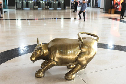 Iconic Giant Fiberglass Bronze Color Wall Street Bull 57" x 28" x 33"H