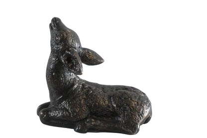 Cast Aluminum Resting Fawn Statue Bronze Finish Yard Art 12"x5"x12"H