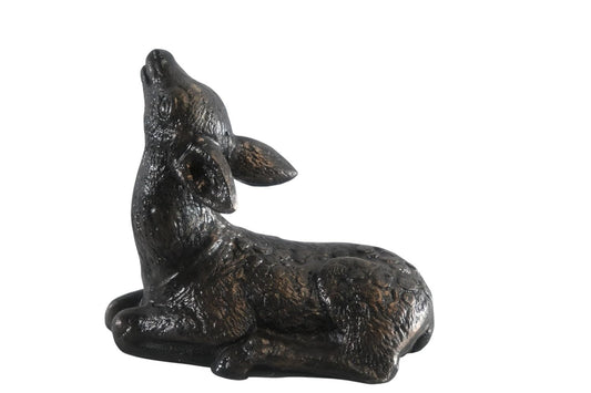 Cast Aluminum Resting Fawn Statue Bronze Finish Yard Art 12"x5"x12"H